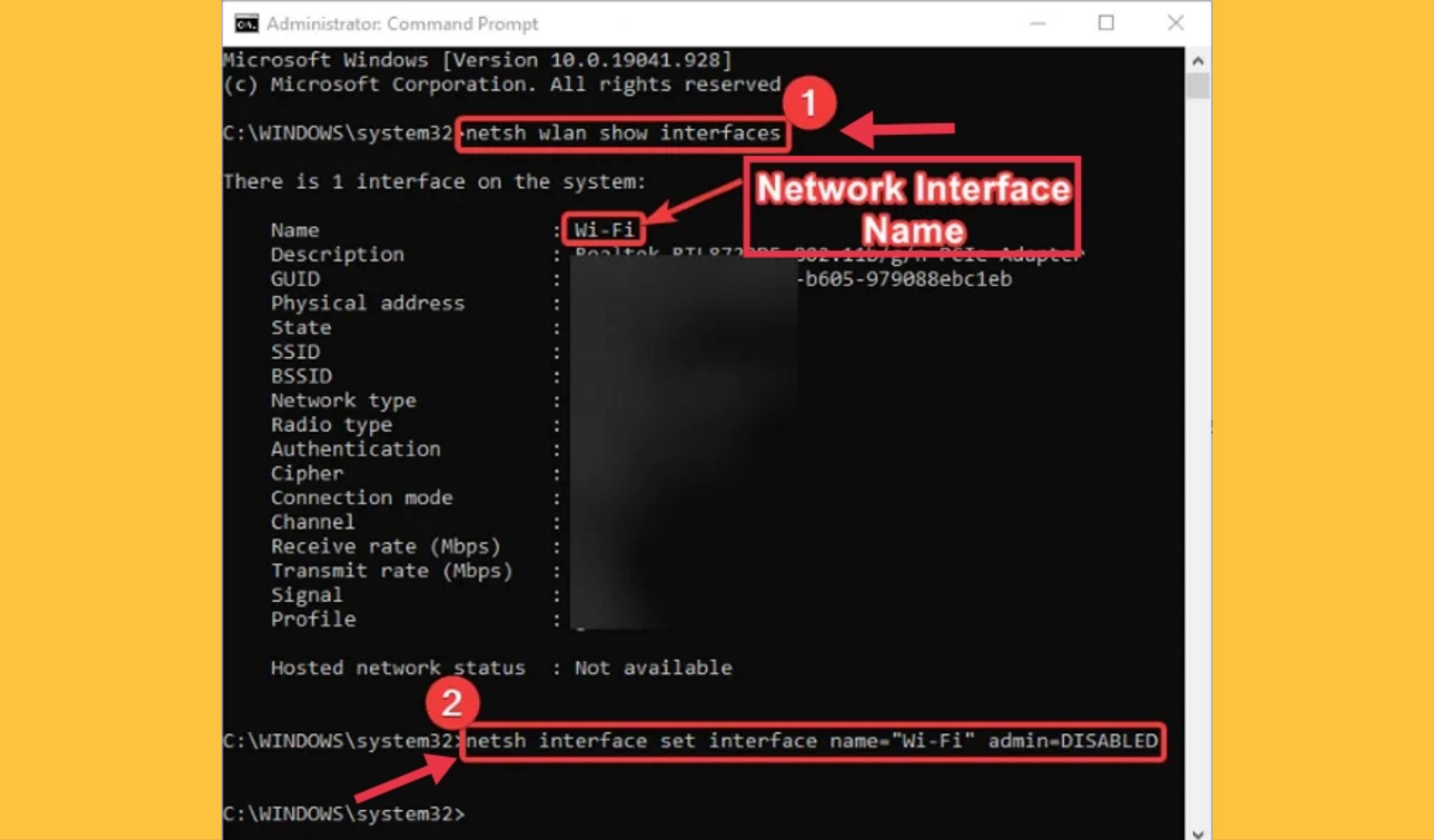 Deactivate WLAN via the command prompt