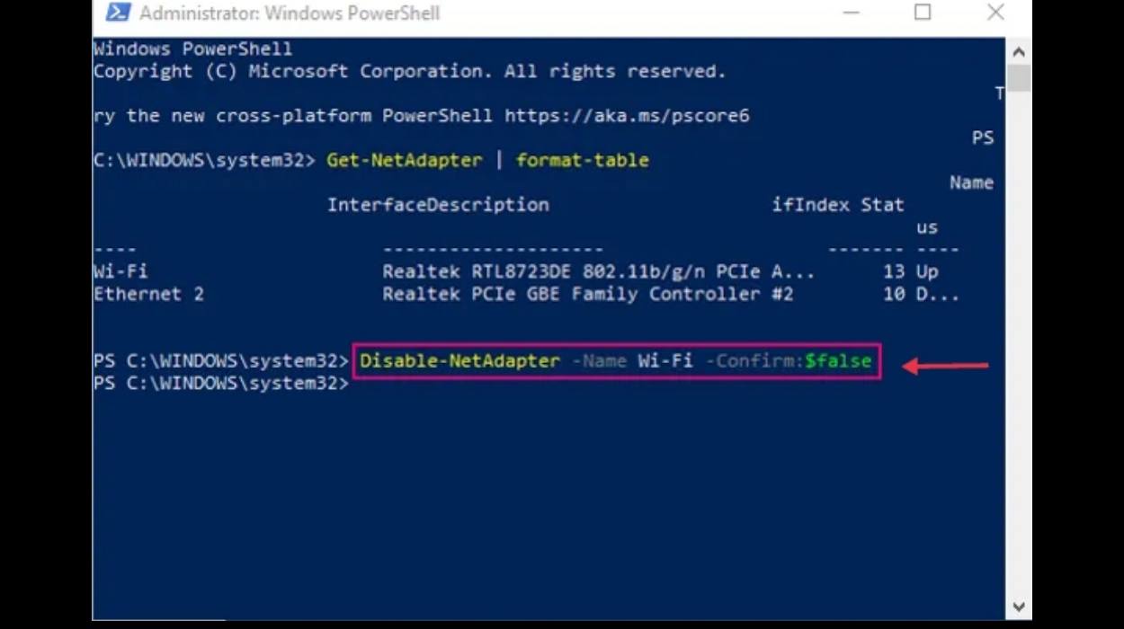 Deactivate WLAN with Powershell