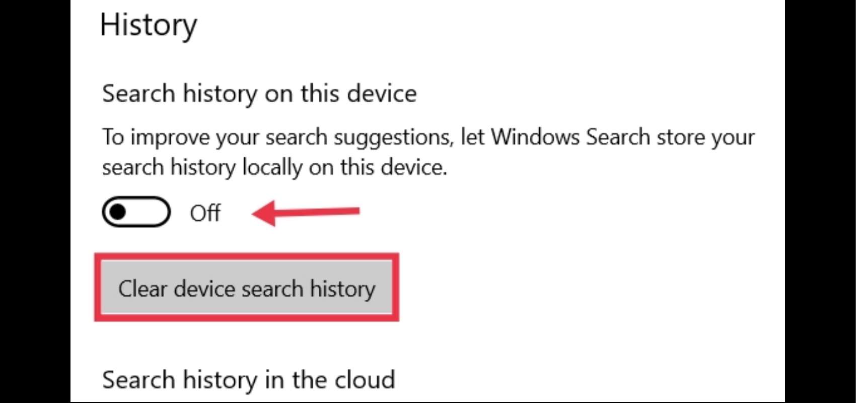 Disable and clear the history of the taskbar search box in Windows 10