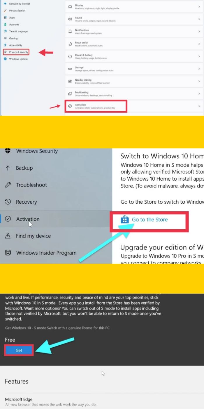 Switch out of S mode in Windows 11 using Settings