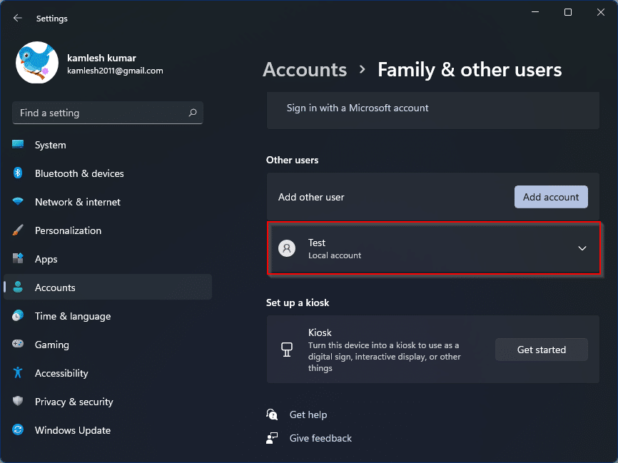 cant change account name microsoft outlook