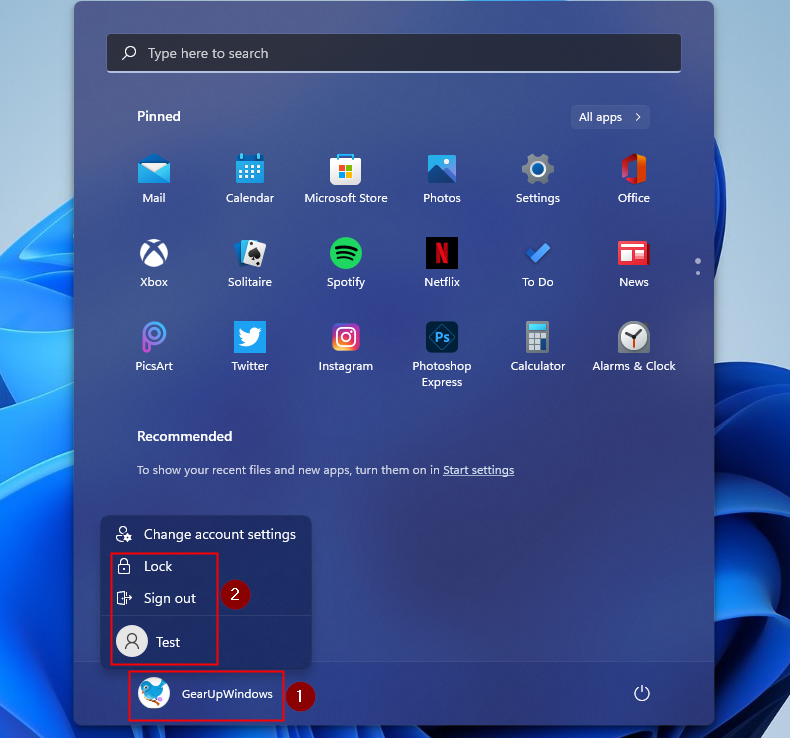 Where is the Lock, Sign out and Switch User options on Windows 11? - The Microsoft Windows11