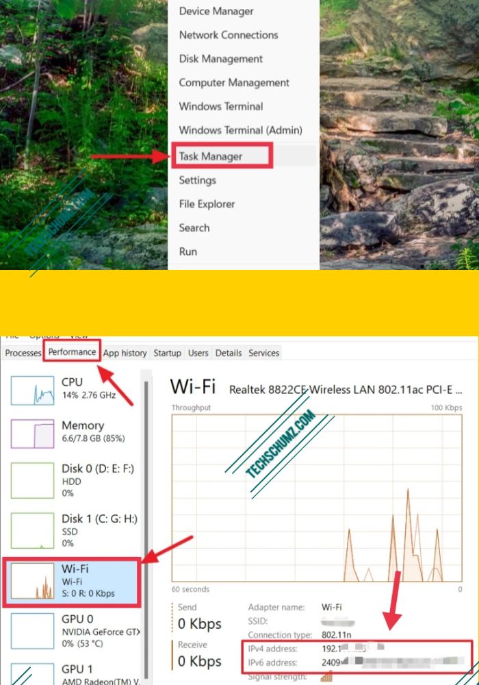 Find your IP address on a Windows 11 PC using Task Manager