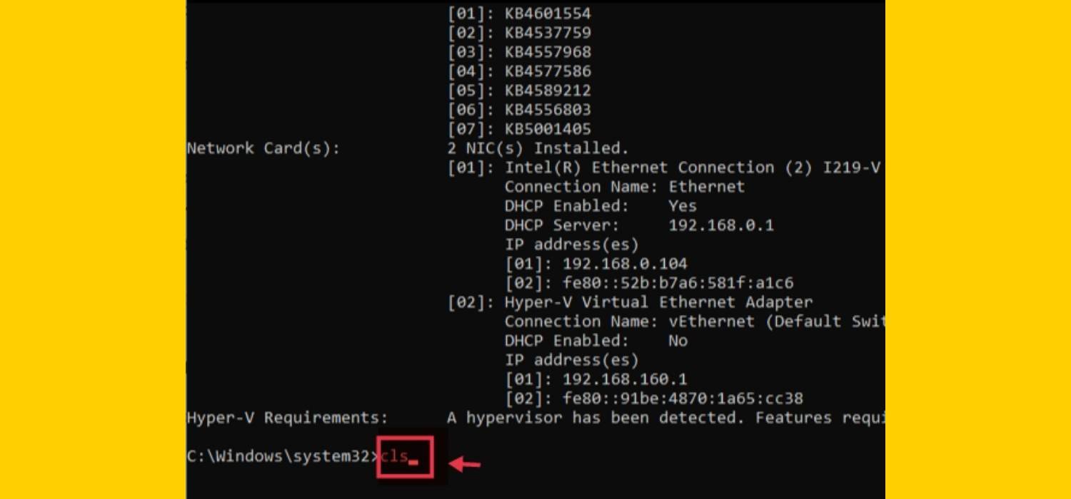 Clear the Command Prompt Screen on Windows 10 using CLS