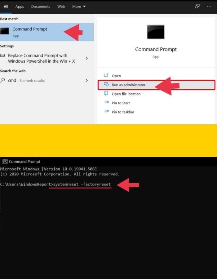 Resetting Windows with CMD