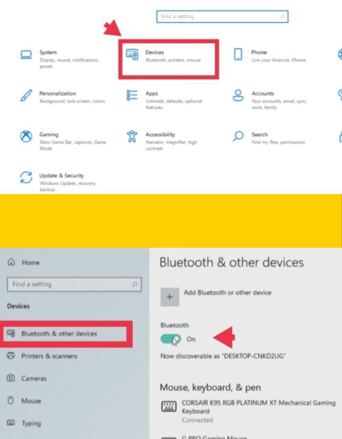 Enable Bluetooth in Windows 11 in the settings