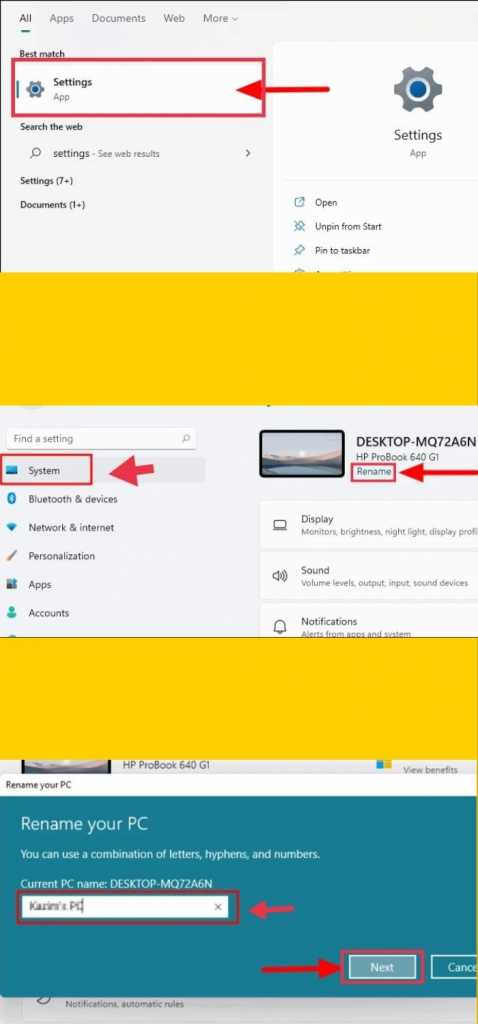 Change the name of your PC or laptop in Windows 11 using the settings