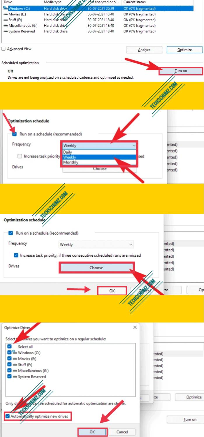 Defragment hard drives automatically under Windows 11