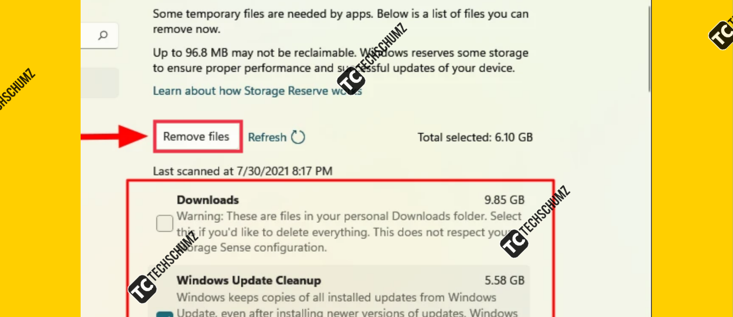 Remove cache for temporary files on Windows 11