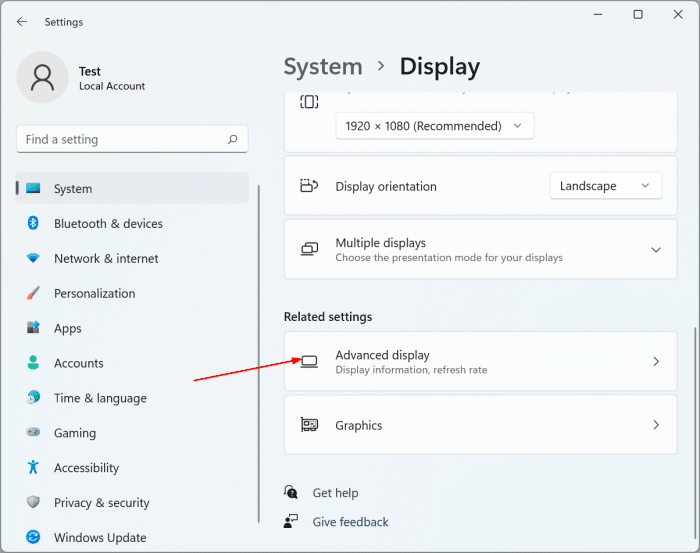 change screen resolution in Windows 11 pic4