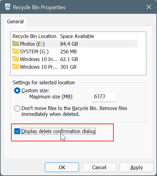 delete confirmation message in Windows 11 pic2