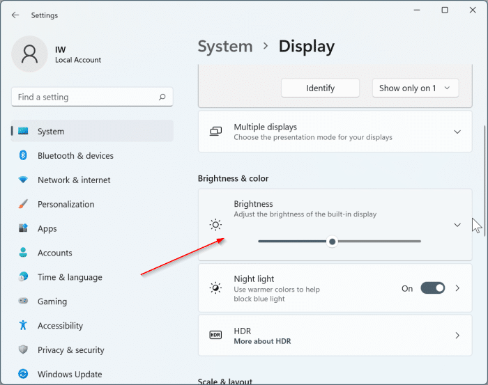 disable automatic screen brightness in Windows 11 pic2