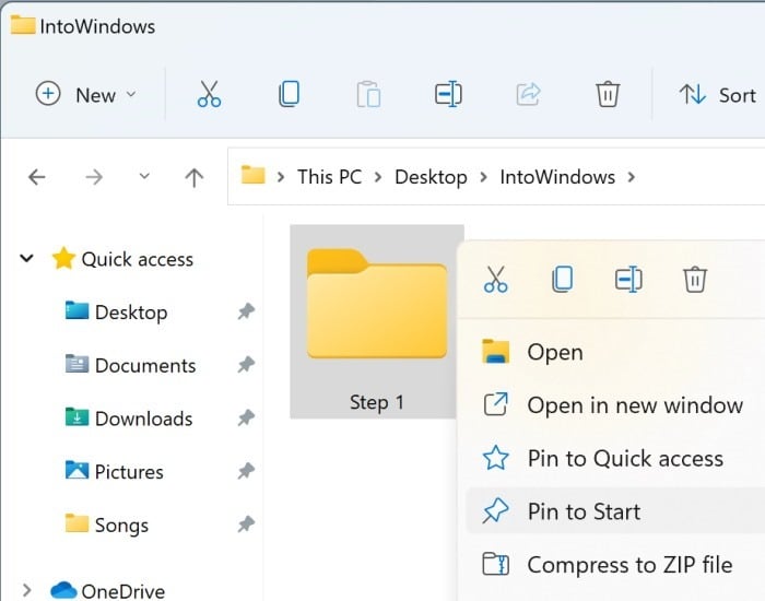 pin a folder to the start menu in Windows 11 pic1
