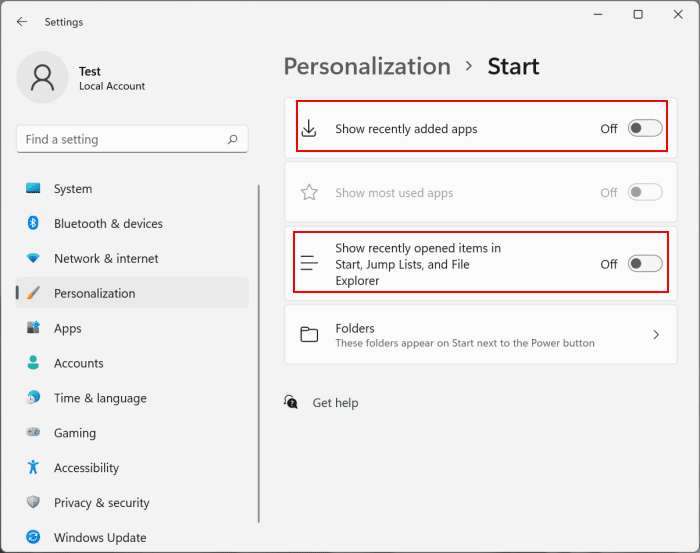 remove recommended section from start menu in Windows 11 pic2