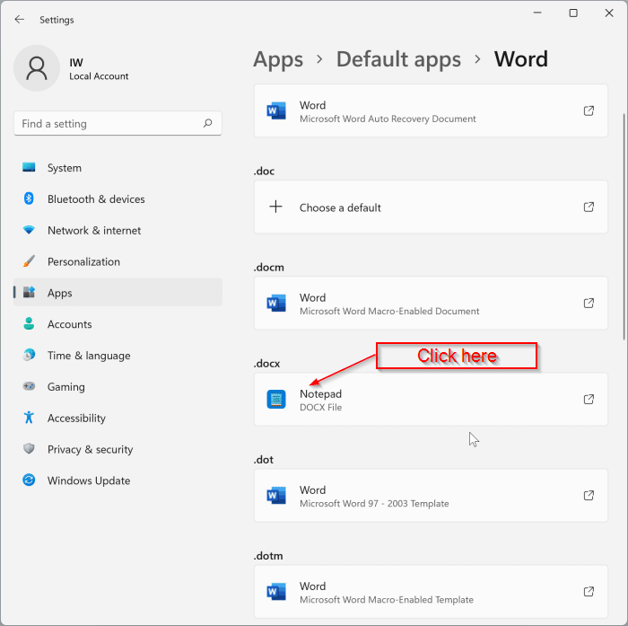 set Word and Excel as default in Windows 11 pic5.5