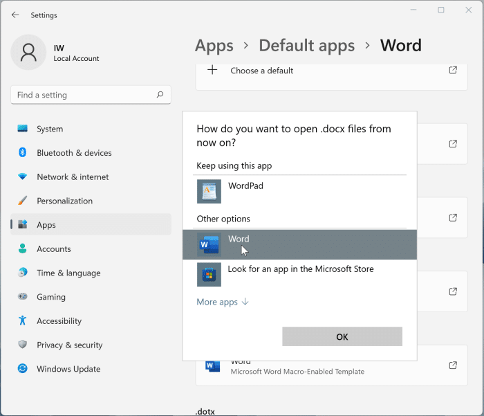 set Word and Excel as default in Windows 11 pic6