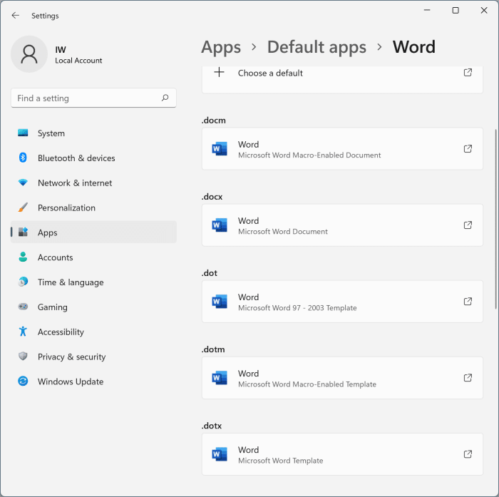 set Word and Excel as default in Windows 11 pic7