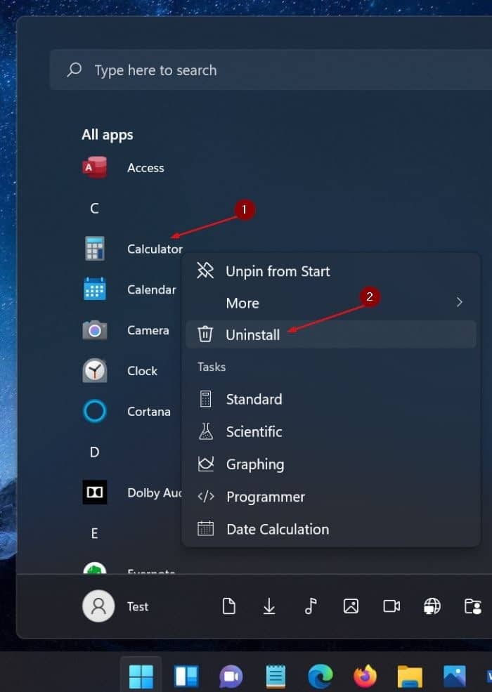 uninstall applications in Windows 11 pic8
