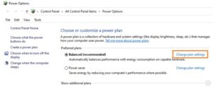 Click Change plan settings
