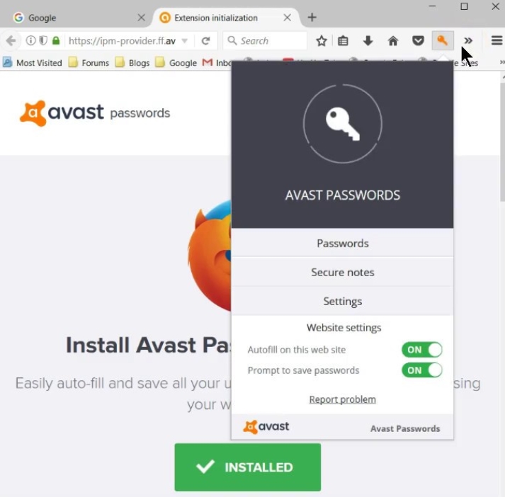 Latest version of Avast Password Manager