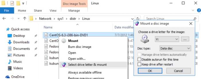 Mount files using WinCDEmu